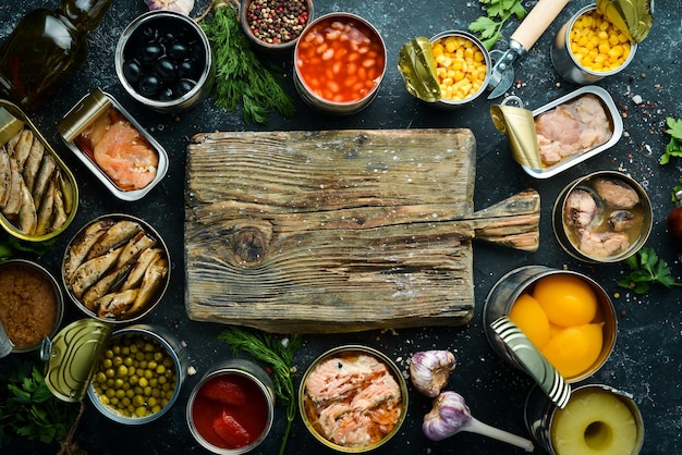 Selection of meal plans on wooden board